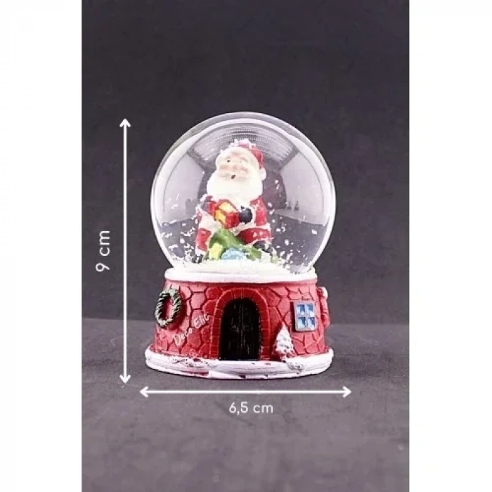 Yılbaşı Yeni Yıl Noel Baba Temalı Orta Boy Işıklı Kar Küresi 9 cm A