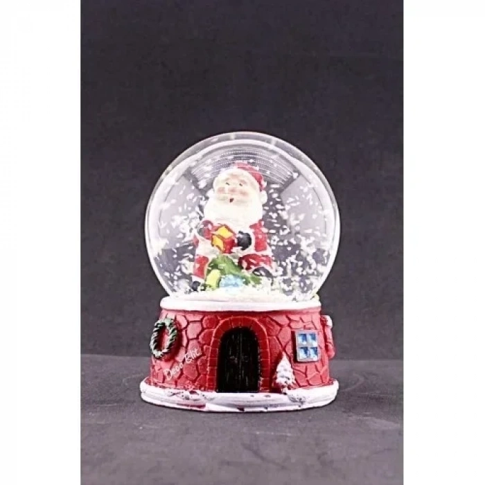 Yılbaşı Yeni Yıl Noel Baba Temalı Orta Boy Işıklı Kar Küresi 9 cm A