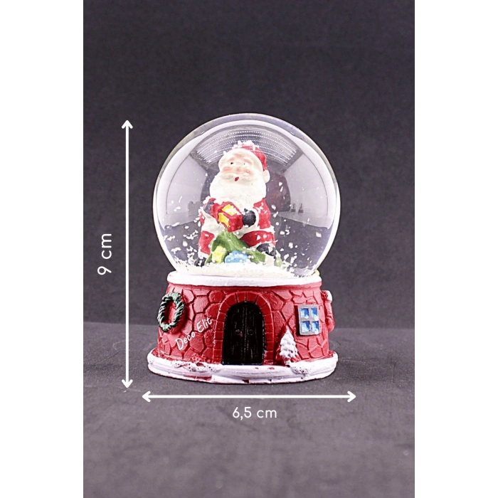 Yılbaşı Yeni Yıl Noel Baba Temalı Orta Boy Işıklı Kar Küresi 9 cm A