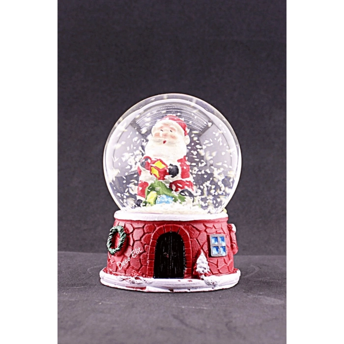 Yılbaşı Yeni Yıl Noel Baba Temalı Orta Boy Işıklı Kar Küresi 9 cm A