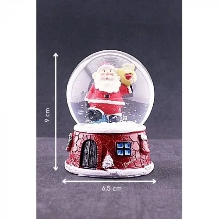 Yılbaşı Yeni Yıl Noel Baba Temalı Orta Boy Işıklı Kar Küresi 9 cm A