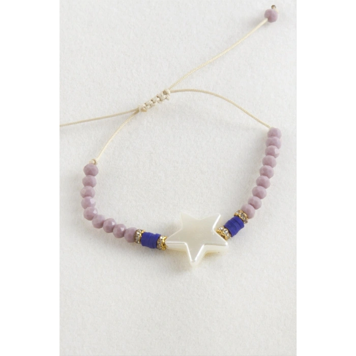 Yıldız İnci Kristal Makrome İp Bileklik