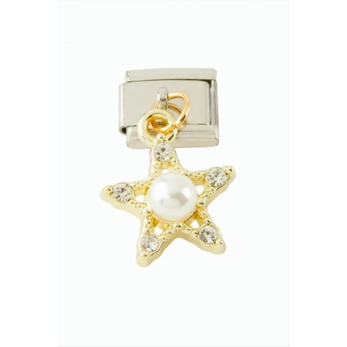 Yıldız İnci Sallatılı Çelik Charm