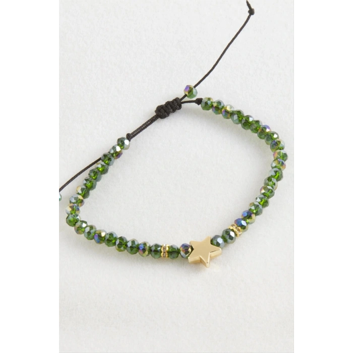 Yıldız Kristal Makrome İp Bileklik