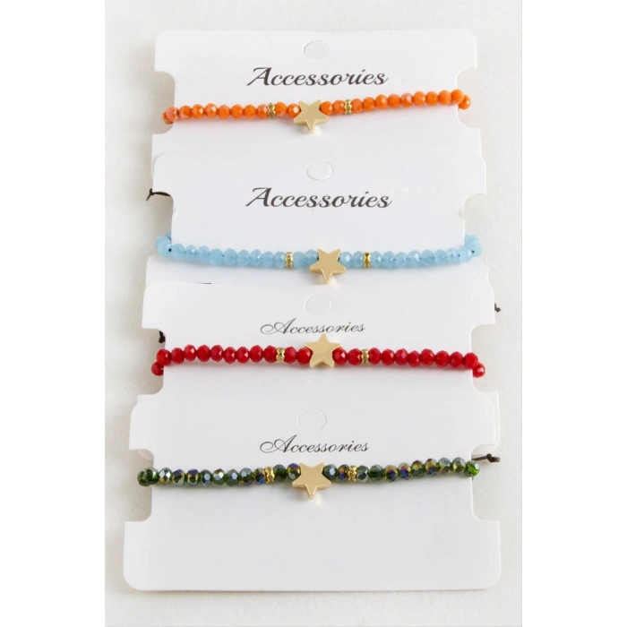 Yıldız Kristal Makrome İp Bileklik