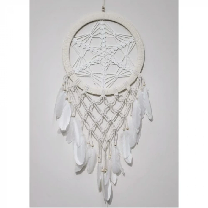 Yıldız Motifli Ekru Renk Büyük Boy Düş Kapanı Duvar Dekoru