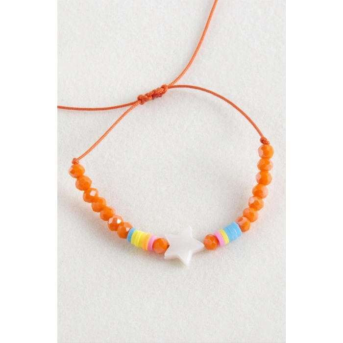 Yıldız Sedef Kristal Makrome İp Bileklik