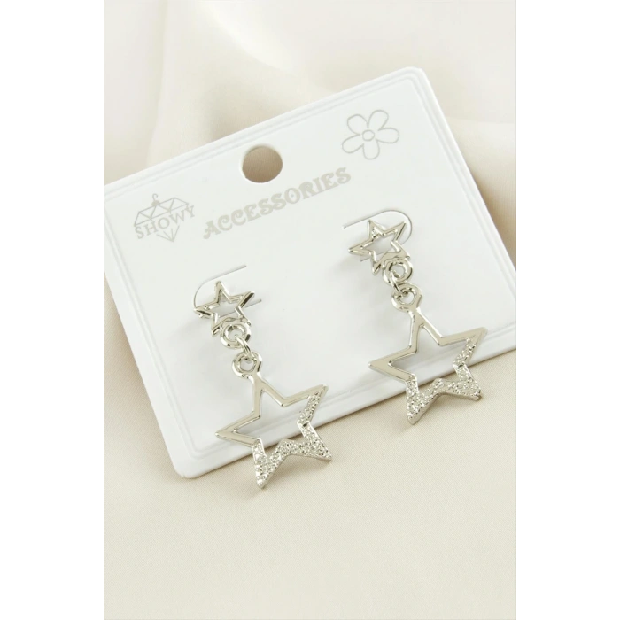 Yıldız Taşlı Metal Küpe