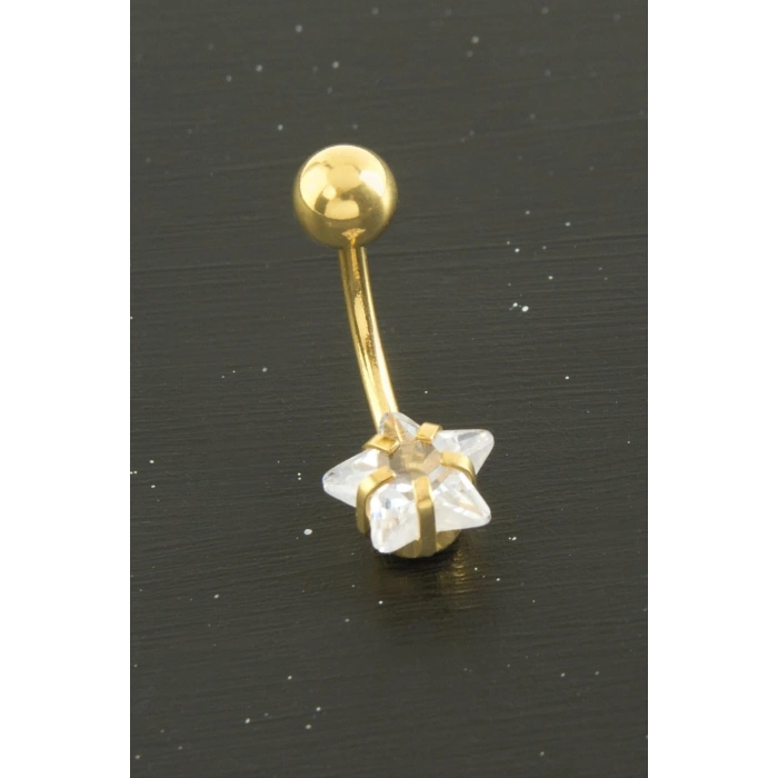Yıldız Zirkon Taşlı Çelik Piercing 1 Adet