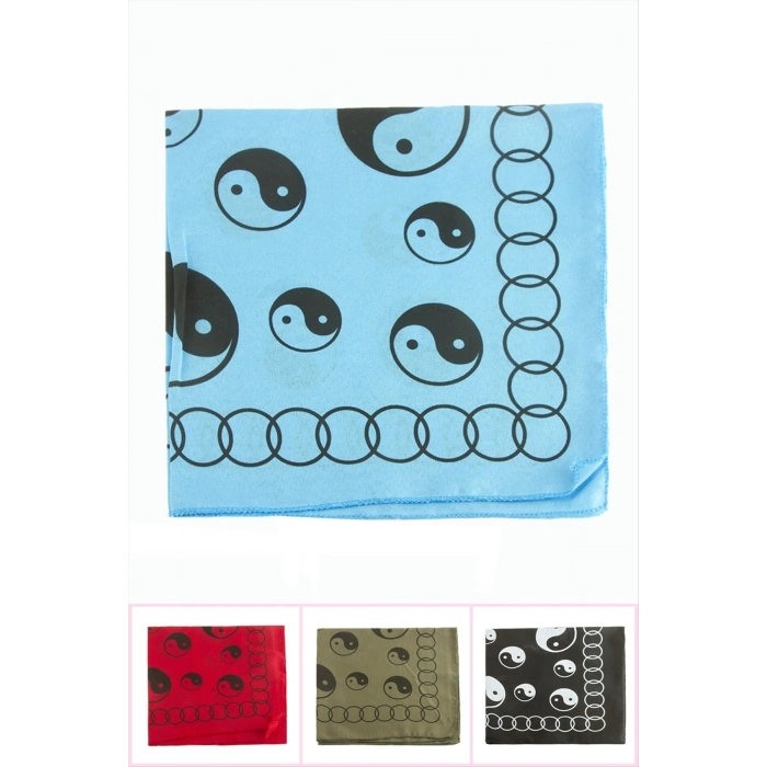 Yin Yang Desenli Keten Bandana 50*50