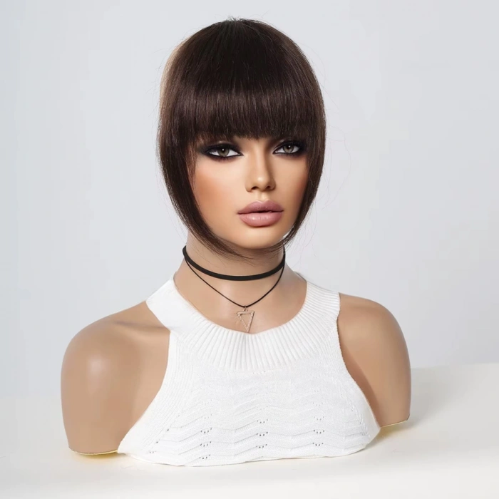 Yoğun Gerçek Saç Perçem - Koyu Kestane