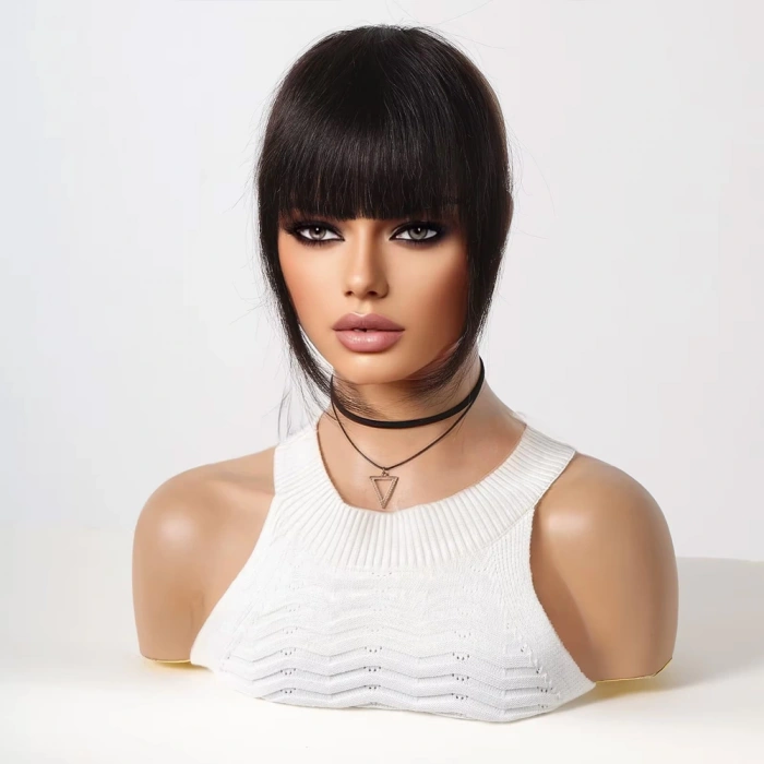 Yoğun Gerçek Saç Perçem - Siyah