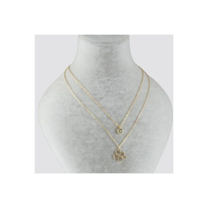 Yonca Figürlü İkili Kolye