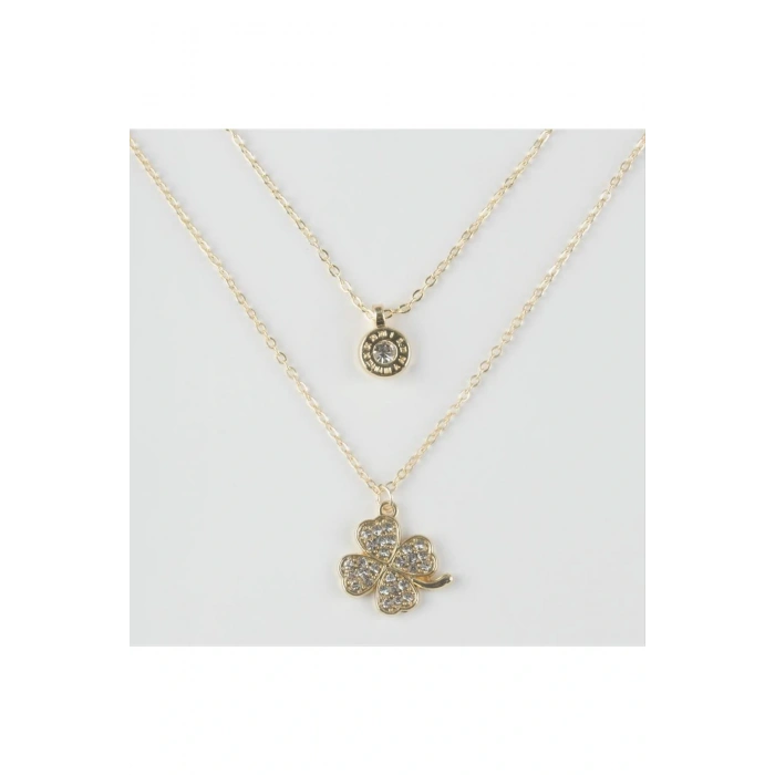 Yonca Figürlü İkili Kolye