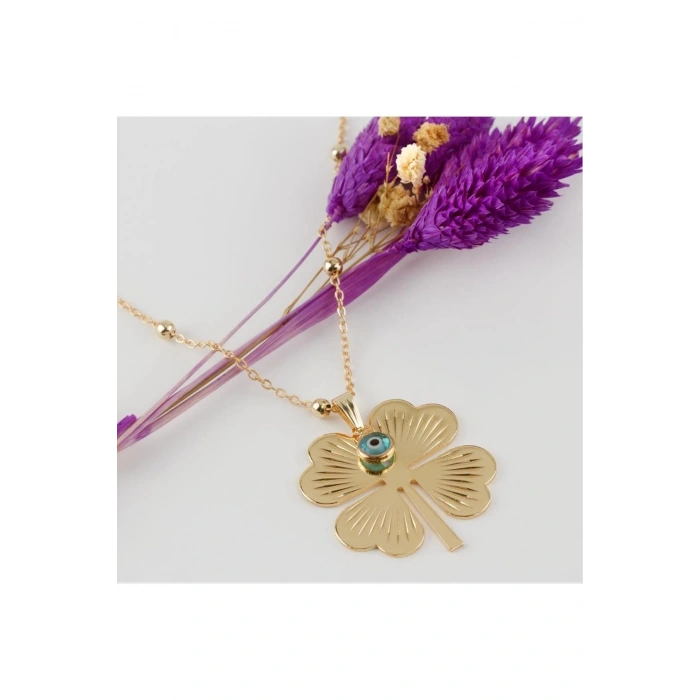 Yonca Figürlü Nazarlı Kolye