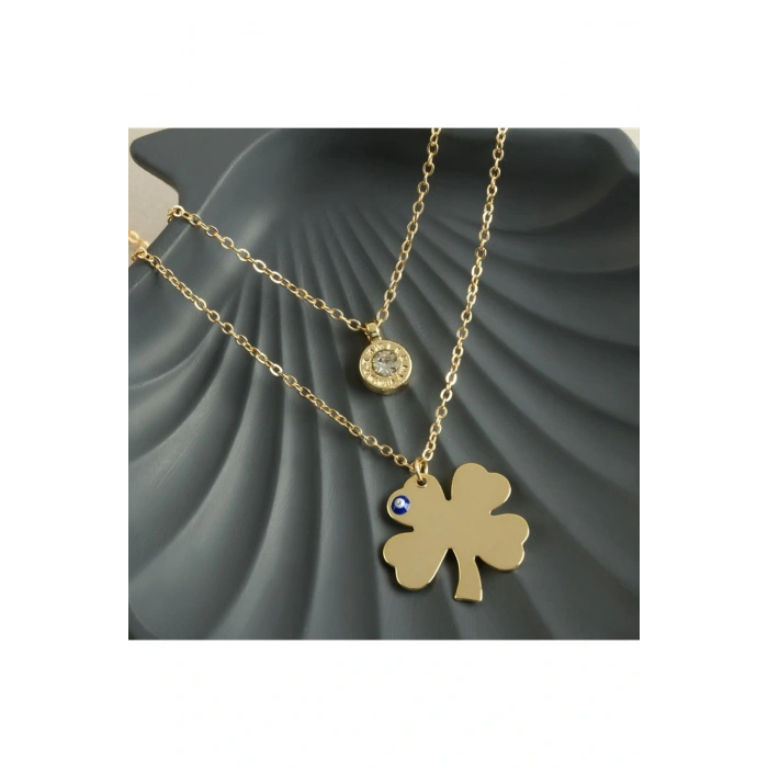 Yonca İsim Yazılabilir Boş Plaka İkili Kolye