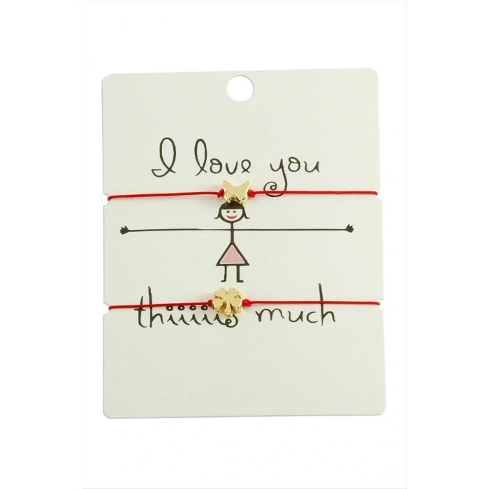 Yonca Kelebek İp Bileklik 2 Adet