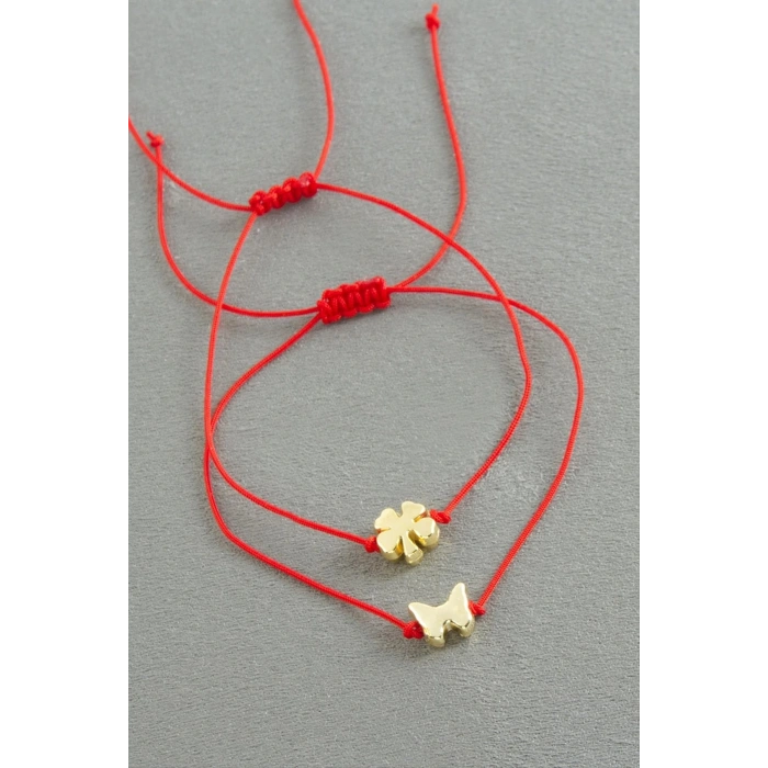 Yonca Kelebek İp Bileklik 2 Adet