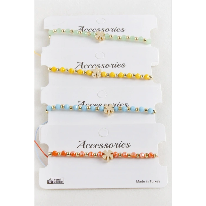 Yonca Kristal Makrome İp Bileklik