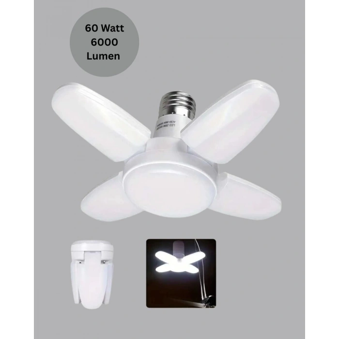 Yüksek Işık Güçlü Led Ampül 4 Kollu Katlanır Pervane Tasarım