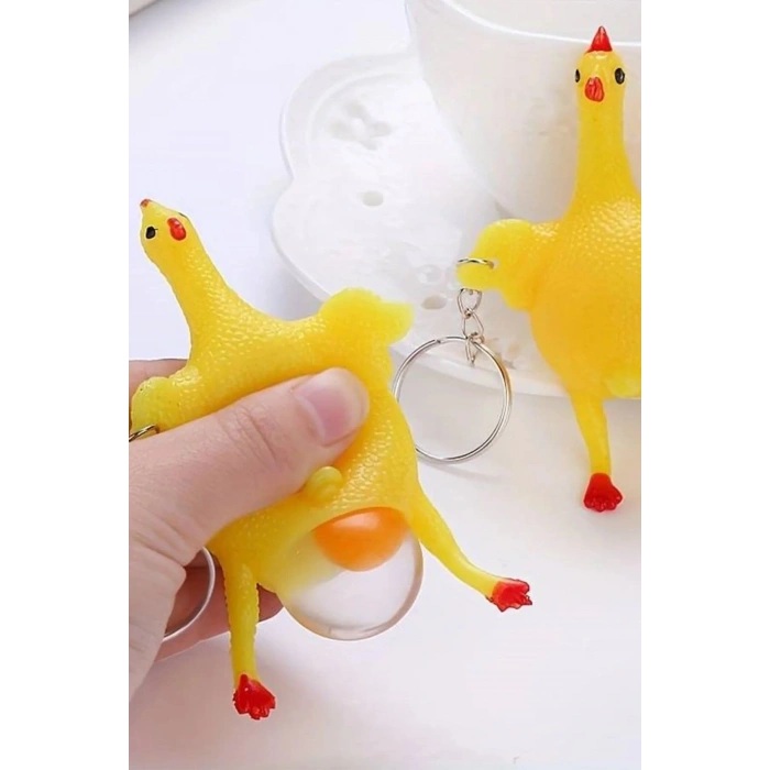 Yumurtlayan Eğlenceli Tavuk Anahtarlık Stres Topu Hediyelik Oyuncak Çanta Süsü