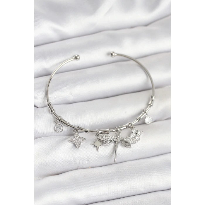 Yusufçuk Charmlı Gümüş Renk Pirinç Kadın Bileklik - TJ-BB8046