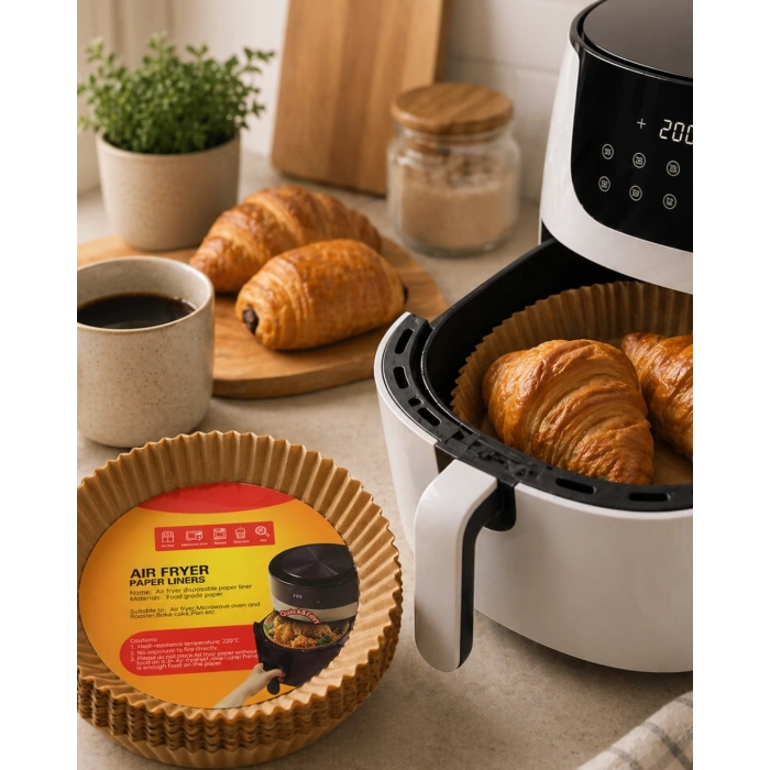 Yuvarlak Airfryer Kağıdı 100 Adet Yağ Tutmaz Hazne Koruyucu