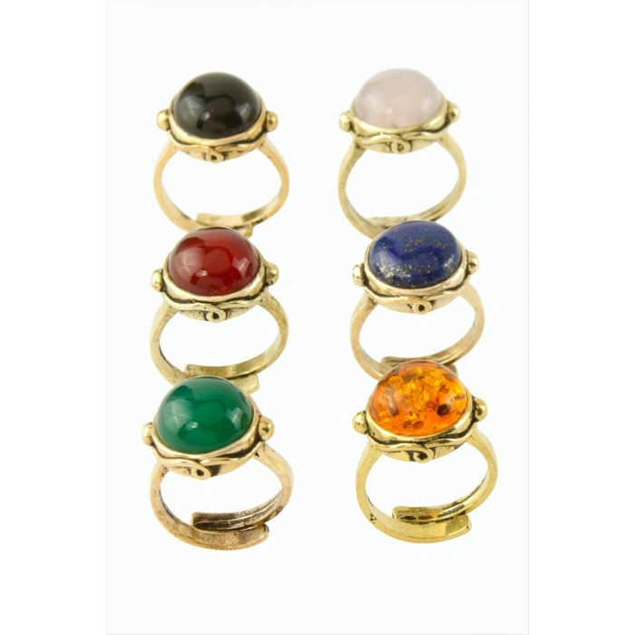 Yuvarlak Doğaltaşlı Otantik Yüzük