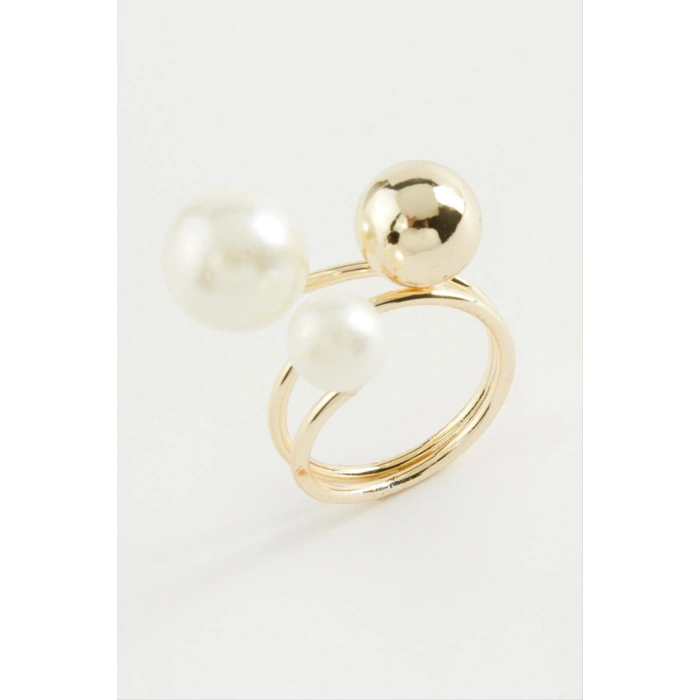 Yuvarlak İnci Metal Yüzük