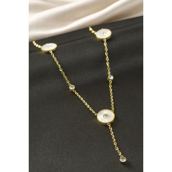 Yuvarlak Sedef Çelik Kolye