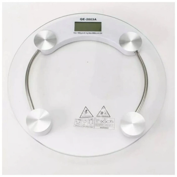 Yuvarlak Şeffaf Dijital Cam Baskül Tartı – 180 Kg Taşıma Kapasitesi, Hassas Ölçüm, Şık Tasarım Terazi