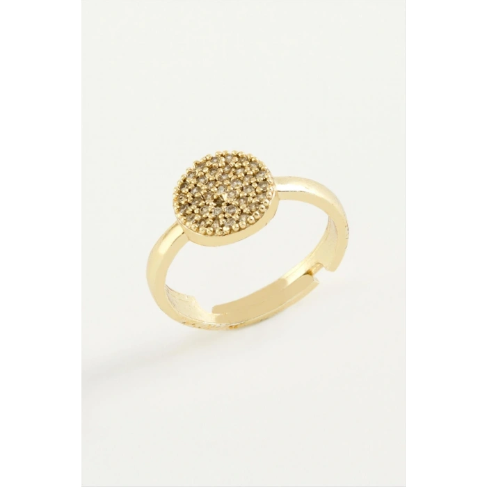 Yuvarlak Taşlı Metal Yüzük