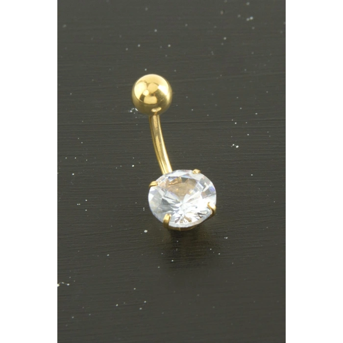 Yuvarlak Zirkon Taşlı Çelik Piercing 1 Adet