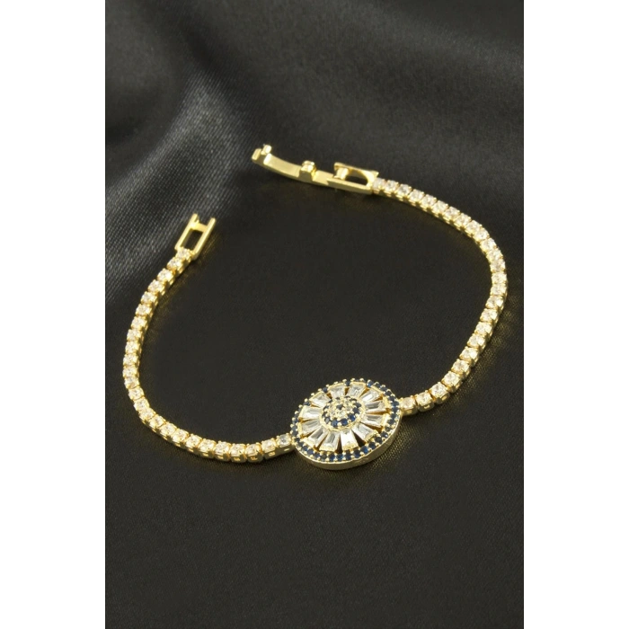 Yuvarlak Zirkon Taşlı Çocuk Bileklik 16 cm