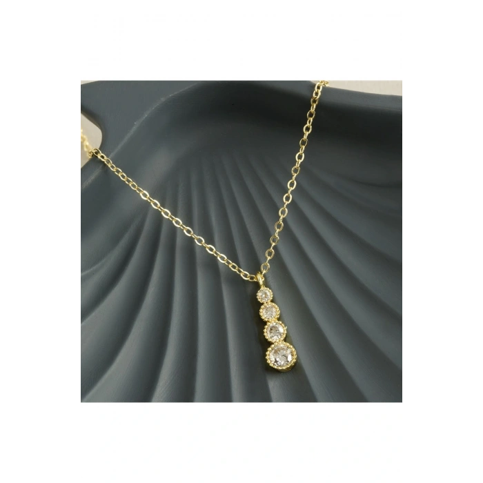 Yuvarlak Zirkon Taşlı Trend Kolye