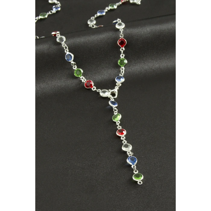 Yuvarlak Zirkon Taşlı Y Kolye