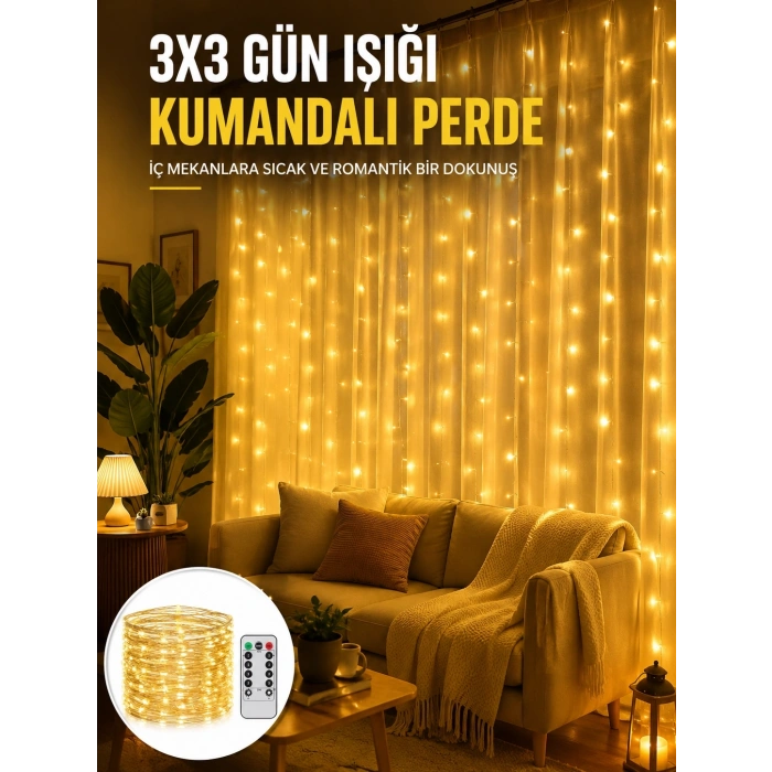 Zaman Ayarlı 8 Modlu Günışığı Perde Led Işık Usb Çalışma Yeni Nesil