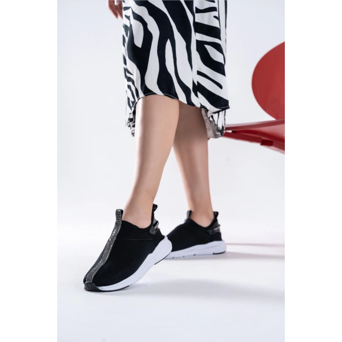 Zeta Siyah Taşlı Streç Spor Ayakkabı