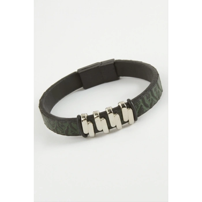 Zikzak Kaliteli Mıknatıslı Suni Deri Bileklik