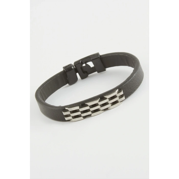 Zincir Desenli Kaliteli Suni Deri Bileklik