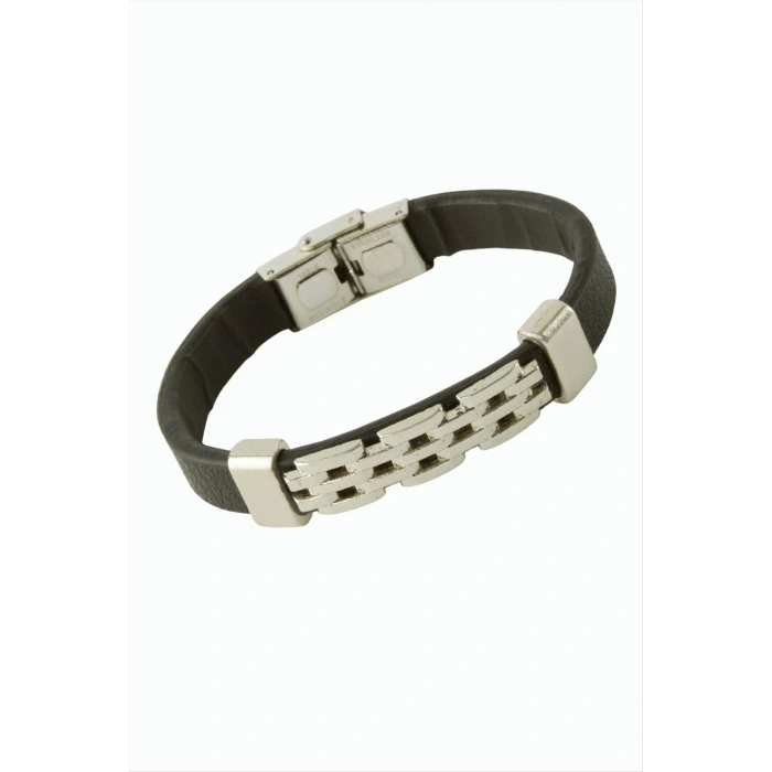 Zincir Desenli Lüks Deri Bileklik