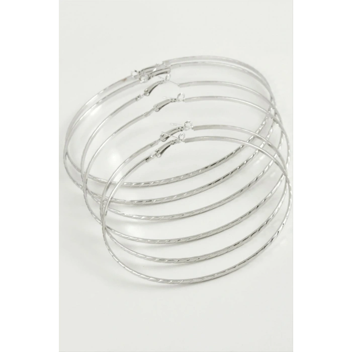 Zincir Desenli Metal Halka Küpe 6 Adet