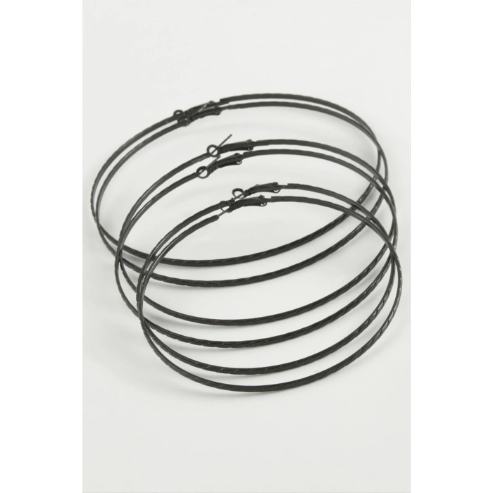 Zincir Desenli Metal Halka Küpe 6 Adet