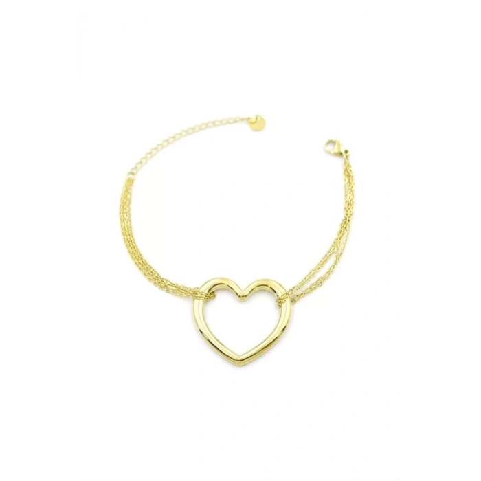 Zincir Kalp Bileklik - Altın