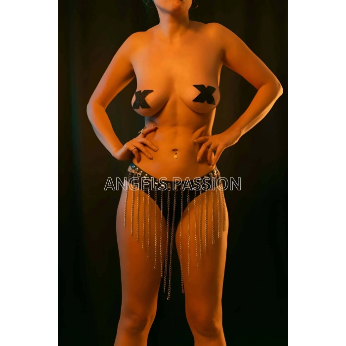 Zincirli Deri Etek, Deri Zincirli Etek Harness - Brf469