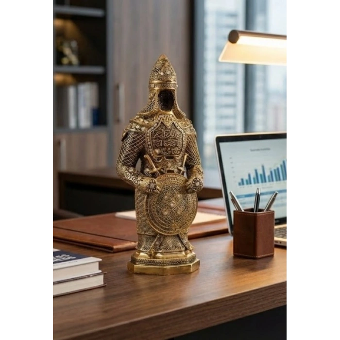 Zırhlı Cevşen Ayetli Asker Gold Biblo Sert Polyester İnce Detaylı İşçilik Taş İşlemeli 23 cm