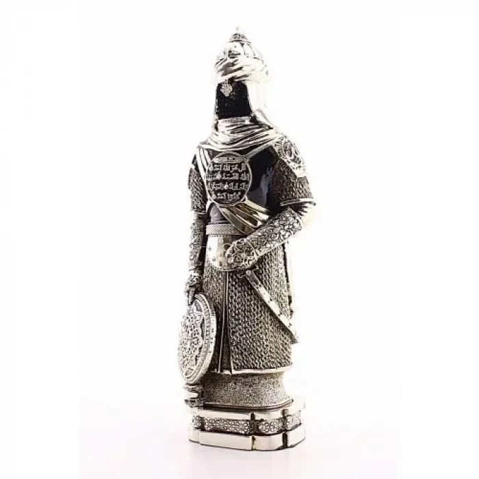 Zırhlı Cevşen Ayetli Asker Gümüş Biblo 3 Boyutlu Büyük Boy 32 cm-017