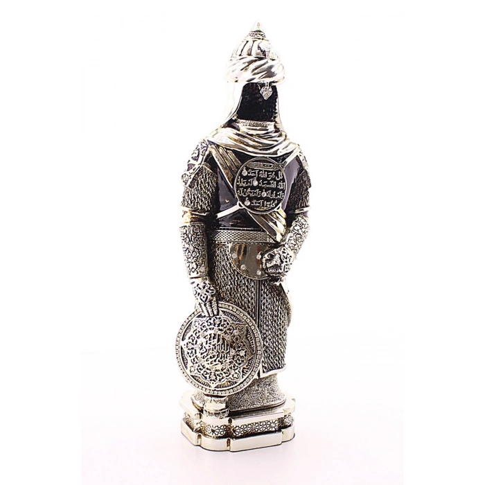 Zırhlı Cevşen Ayetli Asker Gümüş Biblo 3 Boyutlu Büyük Boy 32 cm-017
