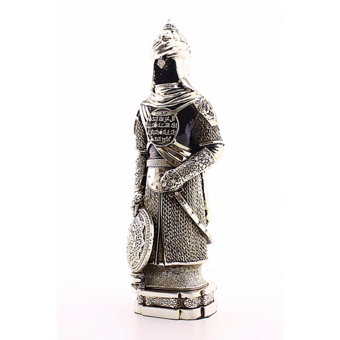 Zırhlı Cevşen Ayetli Asker Gümüş Biblo 3 Boyutlu Büyük Boy 32 cm-017
