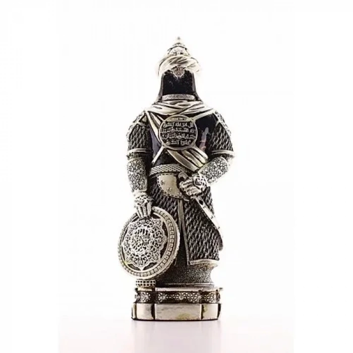 Zırhlı Cevşen Ayetli Asker Gümüş Biblo 3 Boyutlu Küçük Boy 24 cm-022